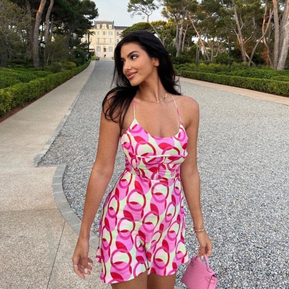 ZARA PRINTED SATIN EFFECT MINI DRESS